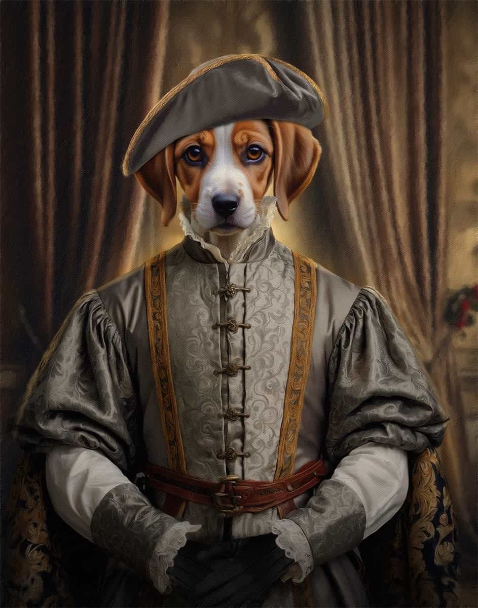 Custom Victorian Dog Portrait Painting